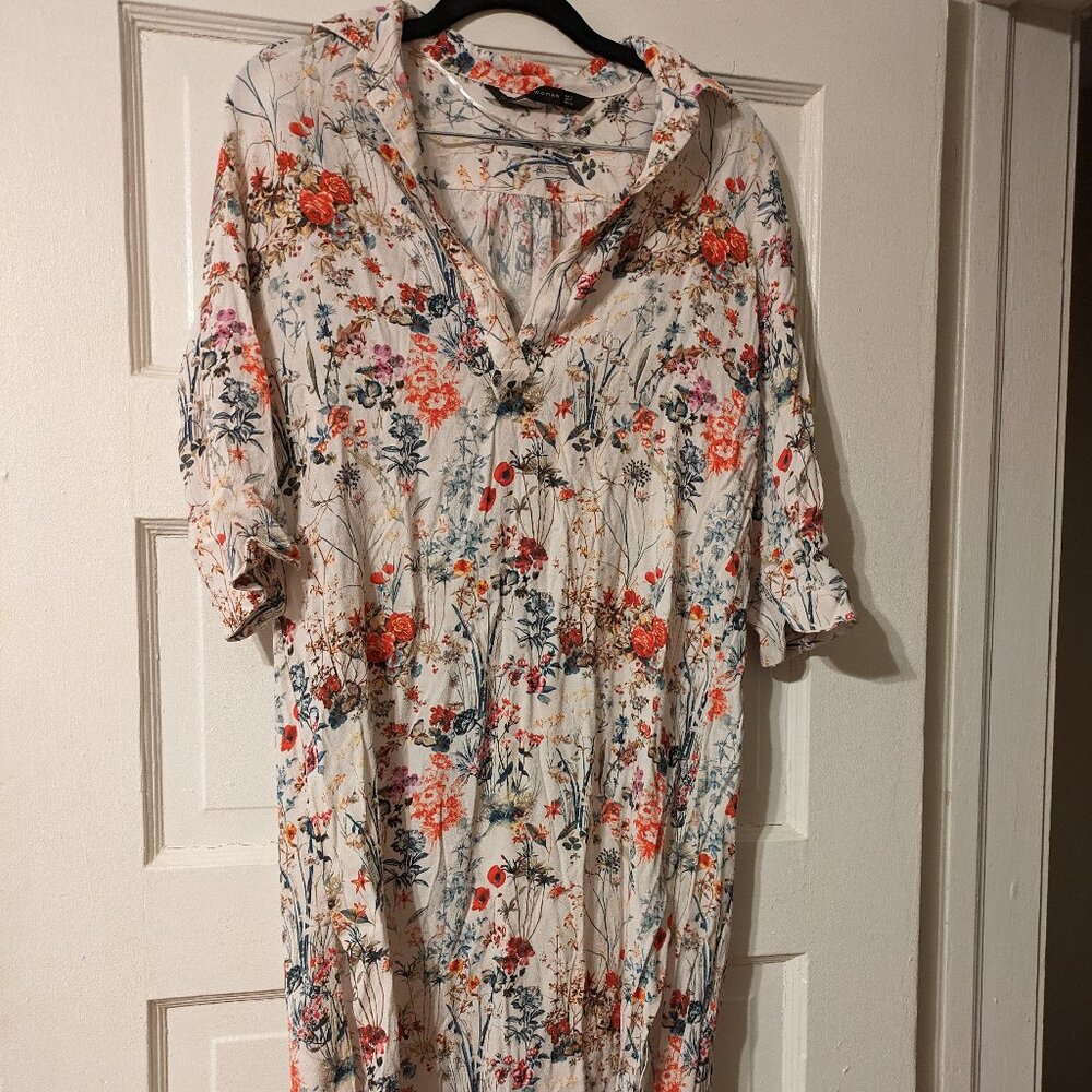 Zara floral print shirt dress, Size S